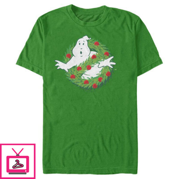 Men’s Ghostbusters Christmas Wreath Logo T-Shirt