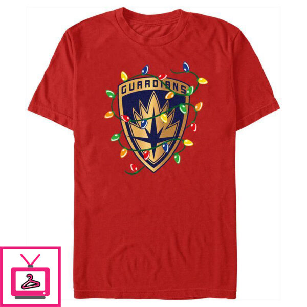 Men’s Guardians of the Galaxy Holiday Special Christmas Lights Badge T-Shirt