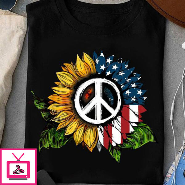 Peace Symbol, Sunflower Lover, American Flag