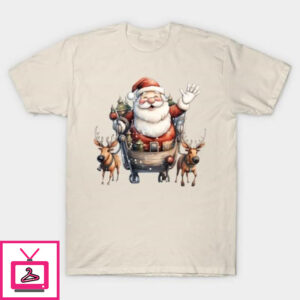 Santa sleigh reindeer Christmas T-Shirt