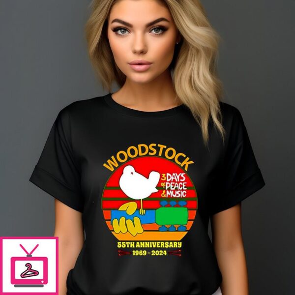 Woodstock 3 Days Of Peace And Music 55th Anniversary 1969 2024 Retro T Shirt 1 1