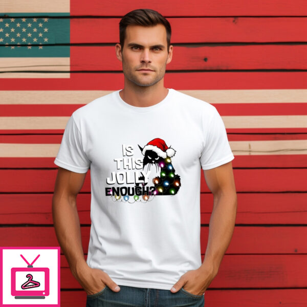 Black Cat Is This Jolly Enough Christmas 2024 Shirt