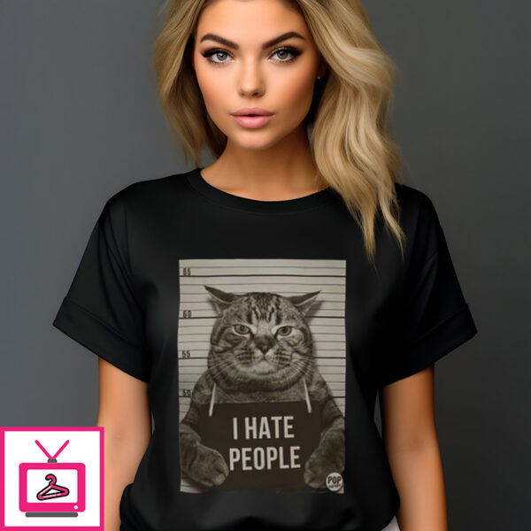 Cat Mugshot I Hate People 2024 Shirt