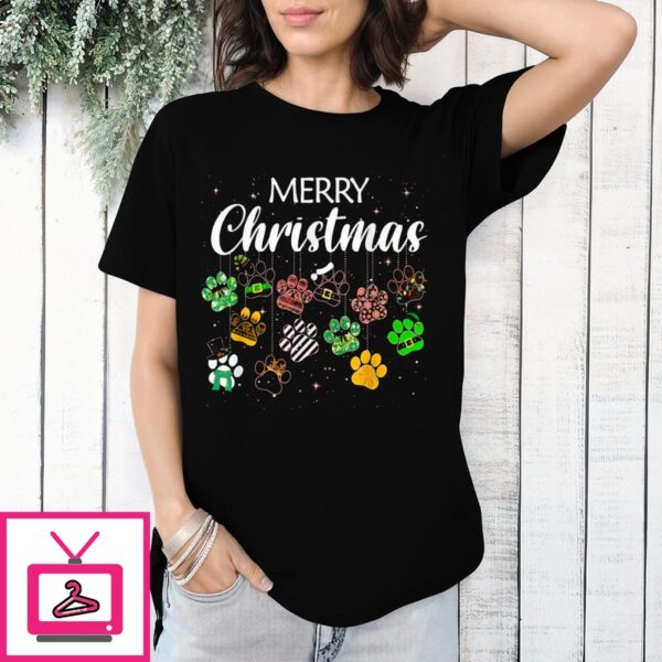 Dog Paws Merry Christmas 2024 T-Shirt