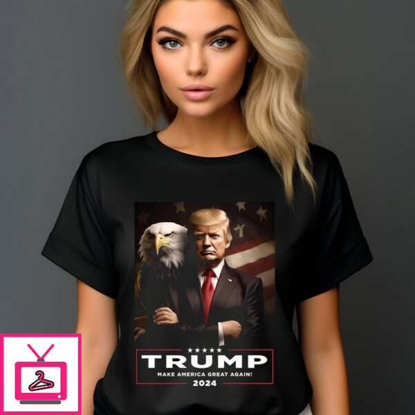 Donald Trump Eagle Make America Great Again 2024 American Flag T-Shirt