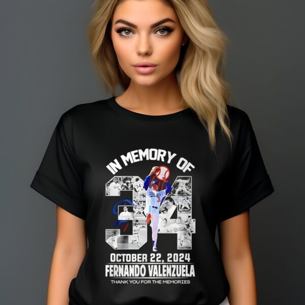 In Memory Of Toro Fernando Valenzuela 34 Los Angeles Dodgers Thank You For The Memories 2024 Shirt