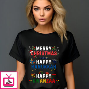 Merry Christmas Happy Hanukkah Happy Kwanzaa Vintage Shirt