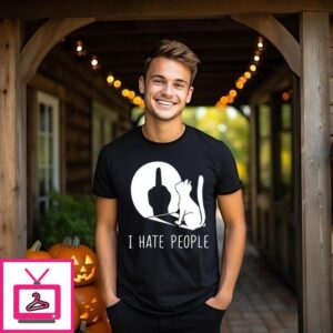 Middle Finger Cat I Hate People T-Shirt