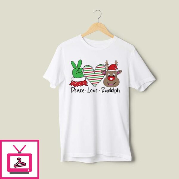 Peace Love Rudolph Christmas 2024 T-Shirt