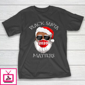 African American Santa Face Mask Black Matters Christmas T-Shirt