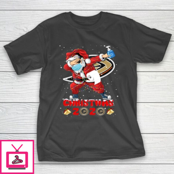 Anaheim Ducks Funny Santa Claus Dabbing Christmas 2020 NHL T-Shirt