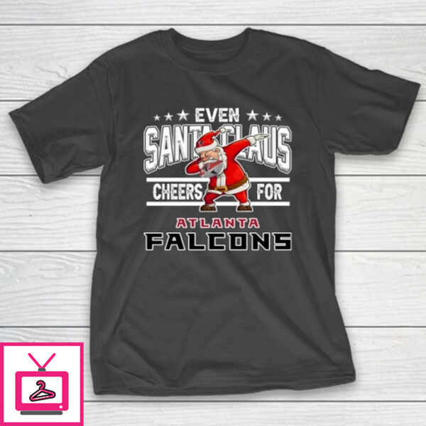 Atlanta Falcons Even Santa Claus Cheers For Christmas NFL T-Shirt