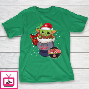 Atlanta Hawks Christmas Baby Yoda Star Wars Funny Happy NBA T-Shirt