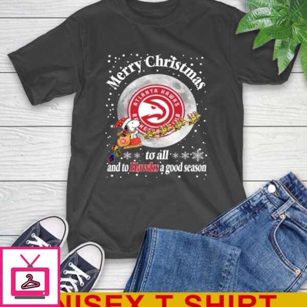 Atlanta Hawks Merry Christmas To All And To Hawks A Good Season NBA Basketball Sports T-Shirt