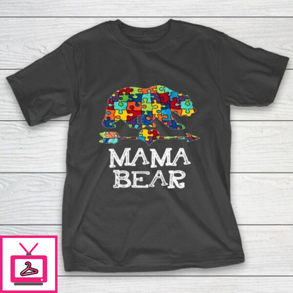 Autism Mama Bear Christmas Pajama Family T-Shirt