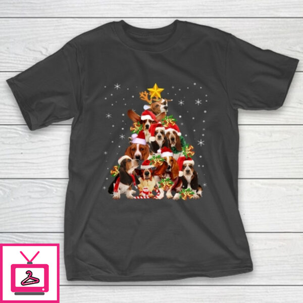 Basset Hound Christmas Tree T Shirt Xmas Gift For Dog Lover T-Shirt