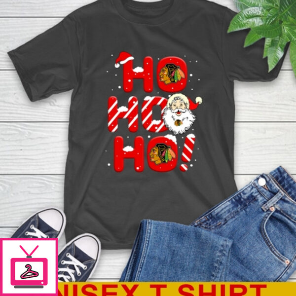 Chicago Blackhawks NHL Hockey Ho Ho Ho Santa Claus Merry Christmas Shirt T-Shirt