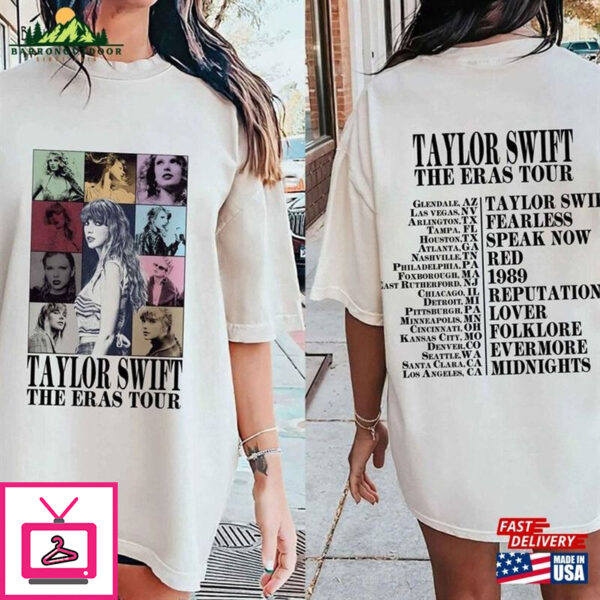 Comfort Colors The Eras Tour 2 Sides Shirt 2023 T-Shirt Midnights Album Classic Unisex