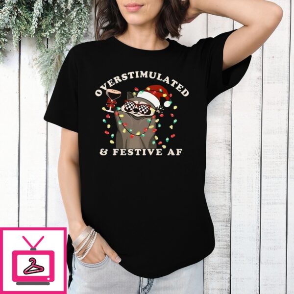 Raccoon Overstimulated And Festive Af T-Shirt