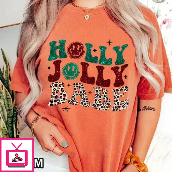Christmas Holly Jolly Babe Comfort Colors T-Shirt – Unisex Vintage Cheetah Print