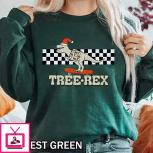 Christmas Tree Rex Skateboarding T-Rex Shirt