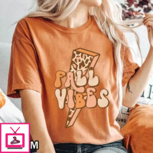 Fall Vibes Comfort Colors T-Shirt with Leopard Lightning Bolt Design