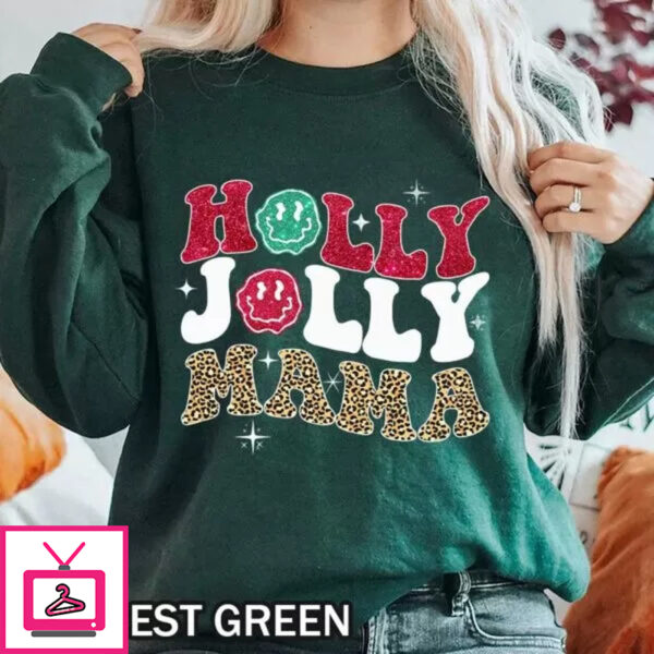 Holly Jolly Mama Christmas T-Shirt – Vintage Cheetah Print