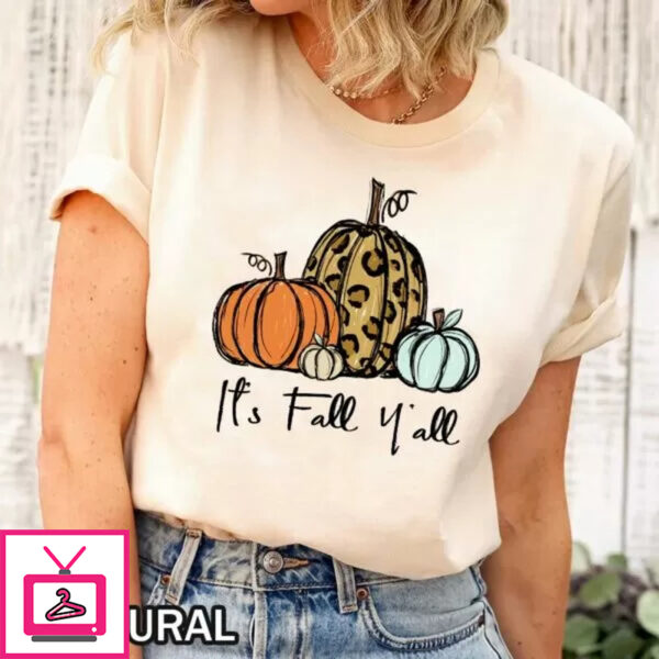 It’s Fall Y’all Sweatshirt – Vintage Leopard Pumpkin Print for Halloween