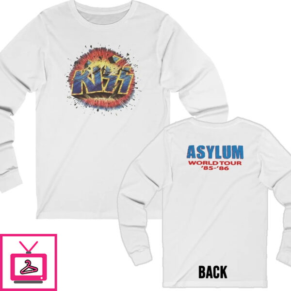 Kiss 1985 – 86 Asylum Exploding Logo World Tour Long Sleeved T-Shirt