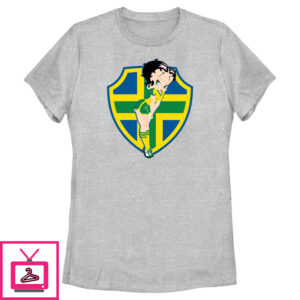 Women’S Betty Boop Brazil Soccer Badge T-Shirt