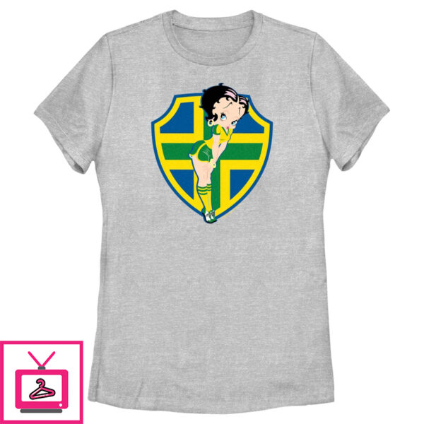 Women’S Betty Boop Brazil Soccer Badge T-Shirt