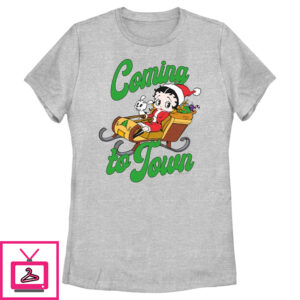 Women’S Betty Boop Christmas Coming To Town Pudgy T-Shirt