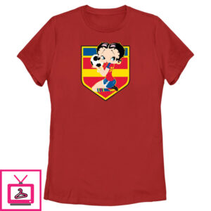 Women’S Betty Boop Spain Blue Soccer Badge T-Shirt