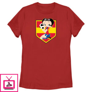 Women’S Betty Boop Spain Soccer Badge T-Shirt