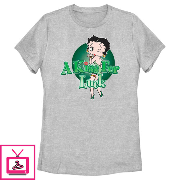 Women’S Betty Boop St. Patrick’S Day Betty A Kiss For Luck T-Shirt