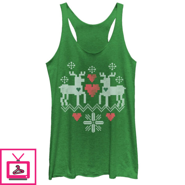 Women’S Lost Gods Christmas Reindeer Love Racerback Tank Top