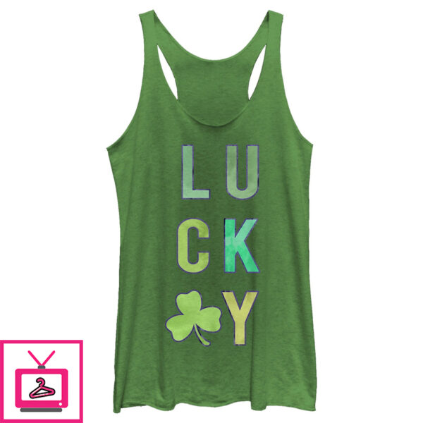 Women’S Lost Gods St. Patrick’S Day Lucky Tie-Dye Fill Racerback Tank Top