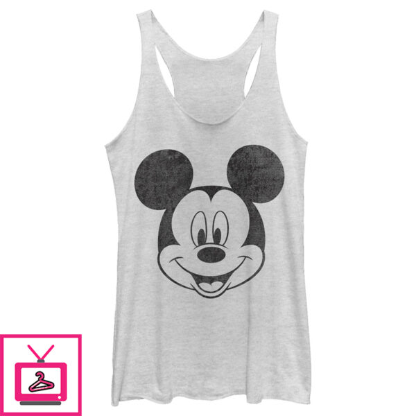 Women’S Mickey & Friends Big Smiling Mickey Mouse Face Racerback Tank Top