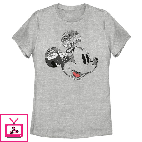 Women’S Mickey & Friends Comic Book Mickey Mouse Face T-Shirt