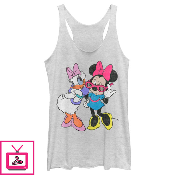 Women’S Mickey & Friends Daisy Duck And Minnie Mouse Racerback Tank Top