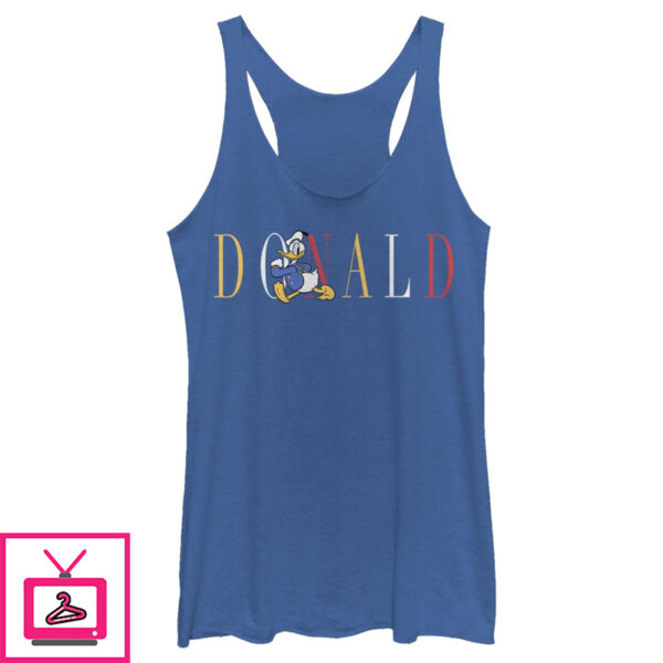 Women’S Mickey & Friends Donald Duck Colorful Text Racerback Tank Top