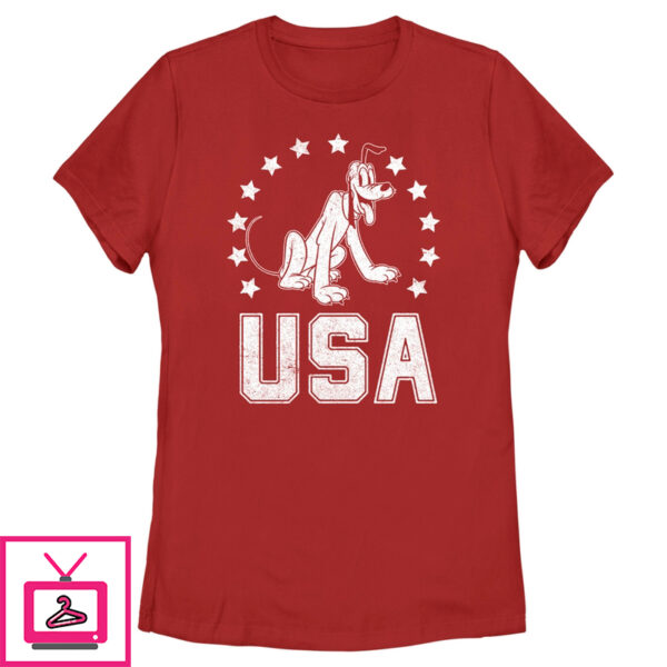 Women’S Mickey & Friends Fourth Of July Usa Pluto T-Shirt