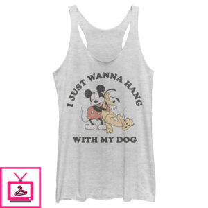 Women’S Mickey & Friends I Just Wanna Hang With My Dog Pluto Racerback Tank Top