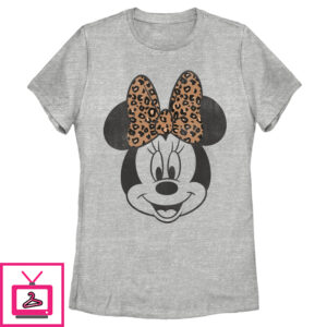 Women’S Mickey & Friends Minnie Mouse Cheetah Print Bow T-Shirt