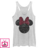 Women’S Mickey & Friends Minnie Mouse Distressed Leopard Bow Racerback Tank Top