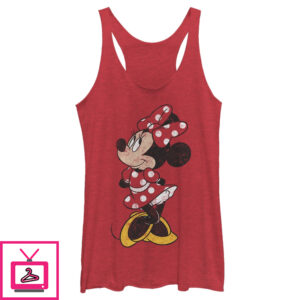 Women’S Mickey & Friends Minnie Mouse Portrait Distressed Racerback Tank Top