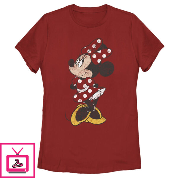 Women’S Mickey & Friends Minnie Mouse Portrait Distressed T-Shirt