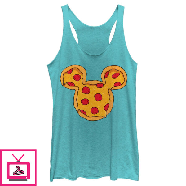 Women’S Mickey & Friends Pizza Mickey Mouse Logo Racerback Tank Top