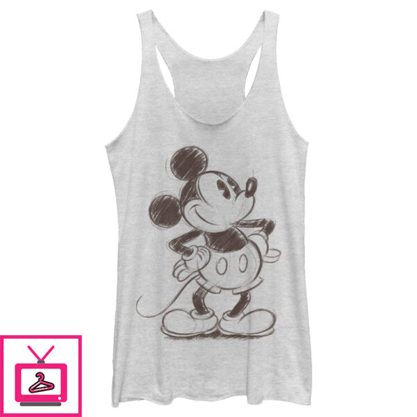 Women’S Mickey & Friends Retro Mickey Mouse Sketch Racerback Tank Top