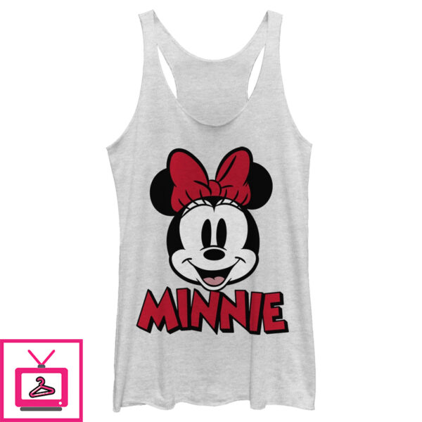 Women’S Mickey & Friends Retro Minnie Mouse Big Face Racerback Tank Top